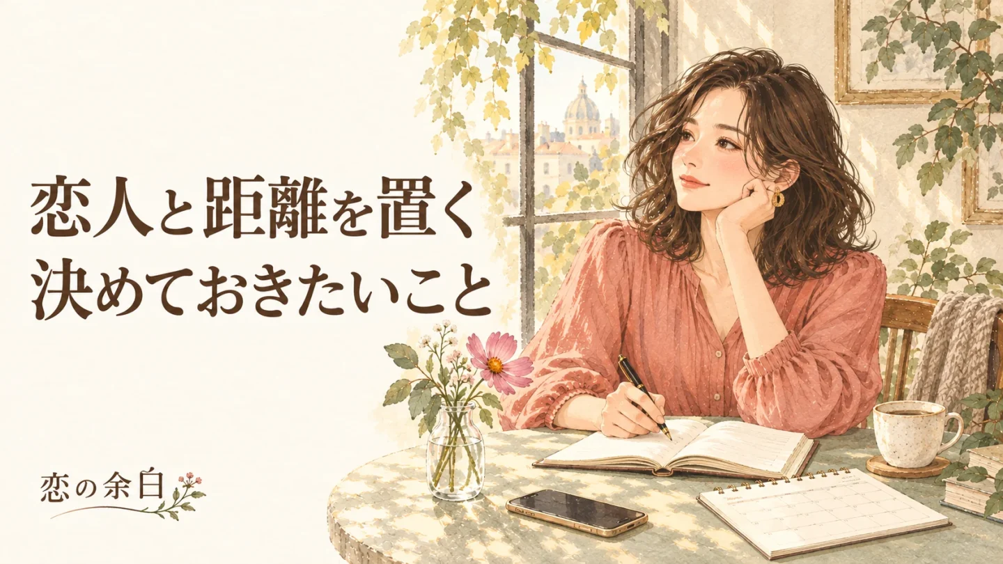 恋人と距離を置く 決めておきたいこと。窓辺で手帳とカレンダーを前に考える女性